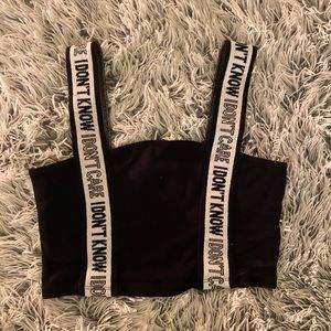 Black crop top with graphic straps🖤